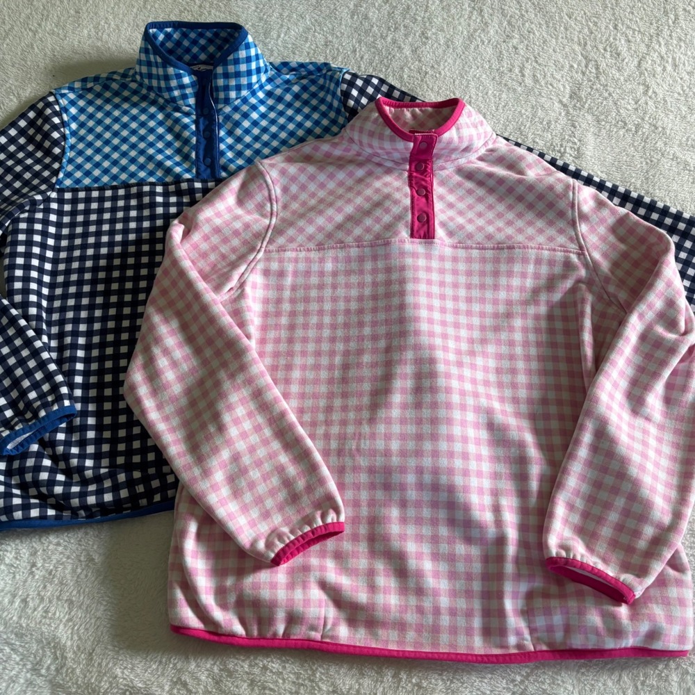 Women's Large Draper James x Lands End Gingham Snap Pullover Sweatshirt Bundle